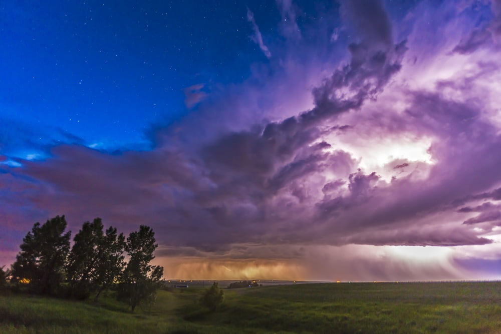 A massive thunderstorm lit internally by lightning Canvas Art - Alan DyerStocktrek Images (17 x 12)