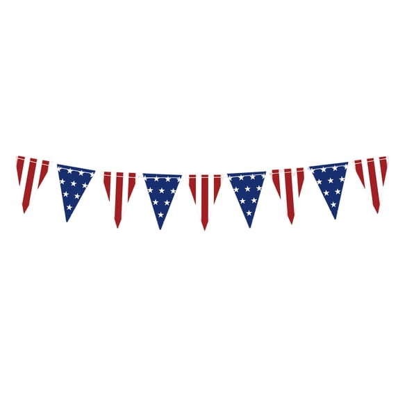 A-merican Independence Day Plastic Triangle Bunting - Patriotic Star Flag Decor for Indoor Outdoor