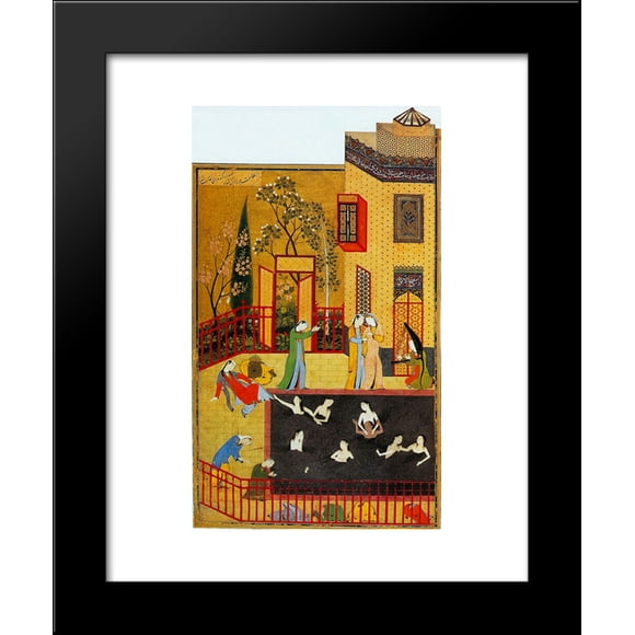 A miniature painting from the Iskandarnama 20x24 Framed Art Print by Kamal ud-Din Behzad