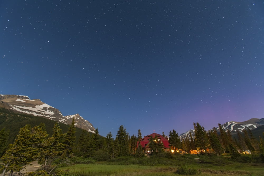 A moonlit nightscape taken in Banff National Park Alberta Canada Canvas Art - Alan DyerStocktrek Images (18 x 12)