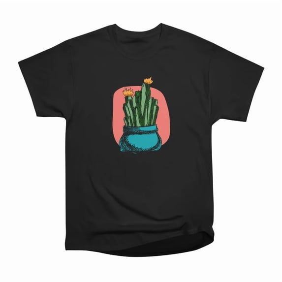A multi stemmed cactus with orange flowers and a salmon background T ...