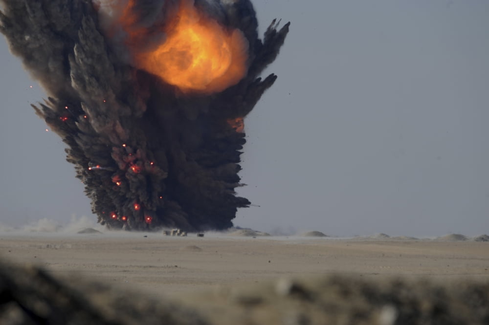 A munitions disposal explosion in Kuwait Canvas Art - Stocktrek Images (35 x 23)