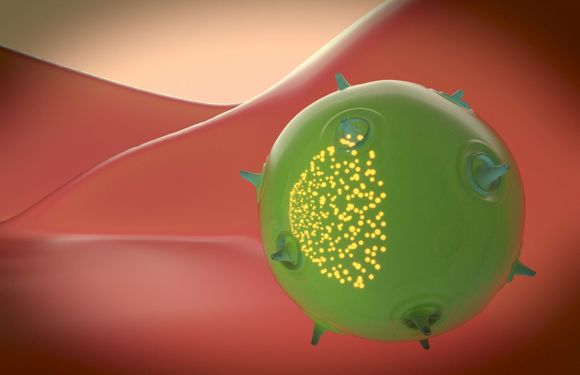 A natural killer cell of the innate immune system with toxin particles Canvas Art - Stocktrek Images (35 x 23)