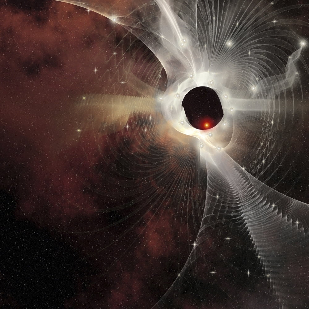 A nebula forms gossamer cobweb like strands in the cosmos Canvas Art - Corey FordStocktrek Images (28 x 28)