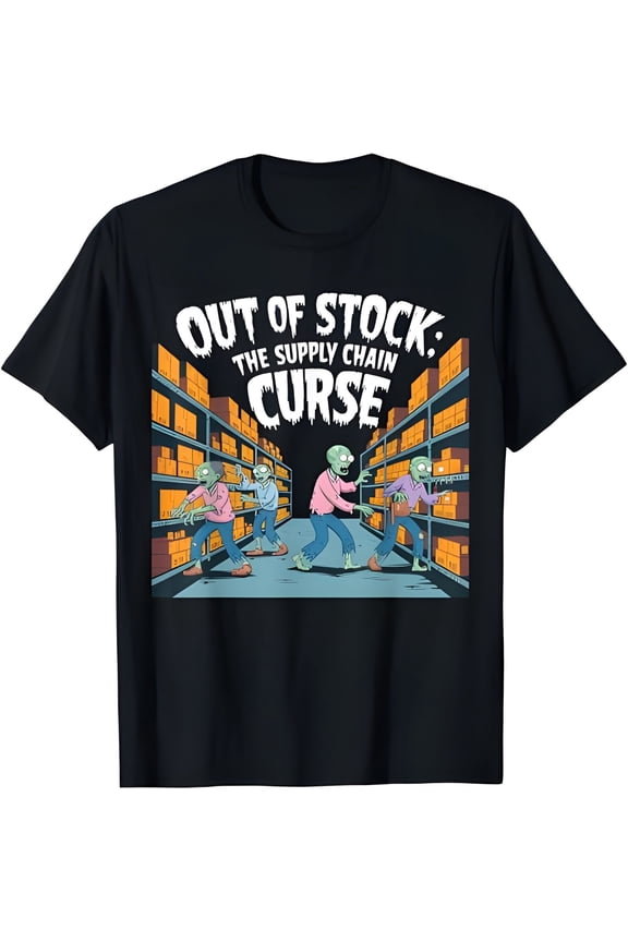 A new item - out of stock, supply chain curse. Logistics Halloween T-shirt