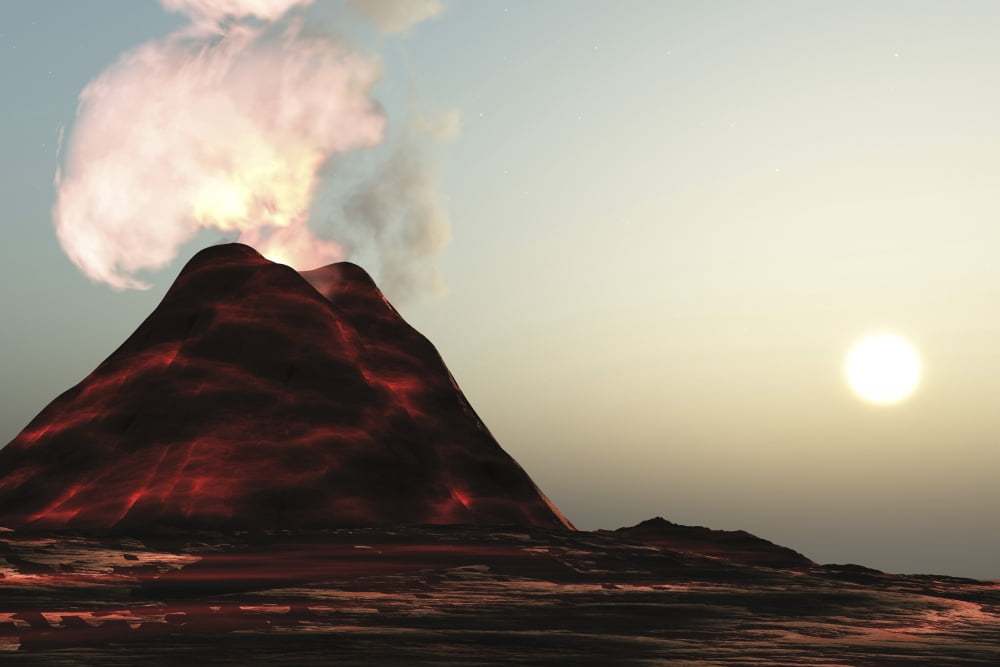 A new volcano made of molten lava expels vibrant smoke plumes Canvas Art - Corey FordStocktrek Images (18 x 12)