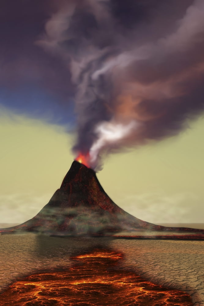 A newly formed volcano smokes with hot steam Canvas Art - Corey FordStocktrek Images (12 x 18)