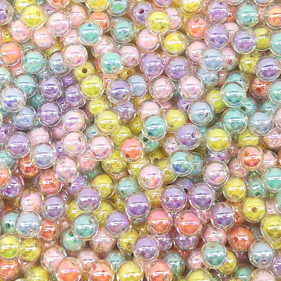 A pack of acrylic colored beads in three sizes - transparent illusion mixed colorsstyle1:style2;