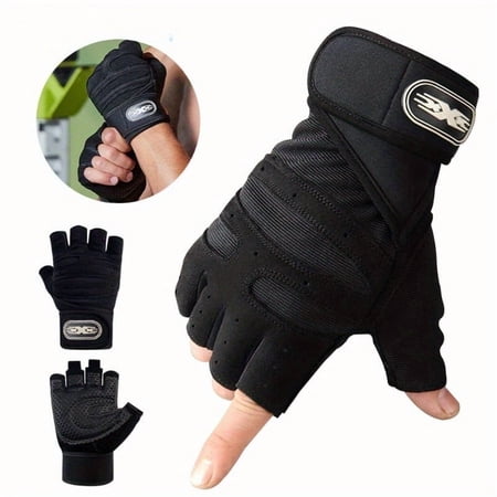 NOBRAND Shockproof Wristband Unisex Black Weight Lifting Gloves, M, 2-Pack