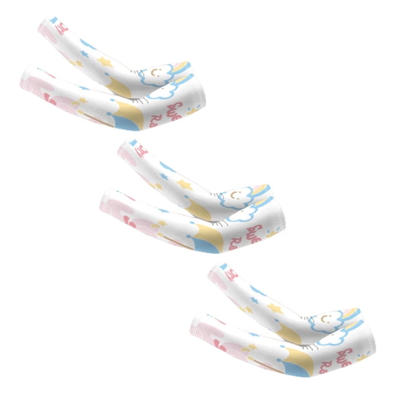 A pair of children's cute cartoon ice silk cuff Arm protector printed UPF50+ Sunscreen cuff - off-white