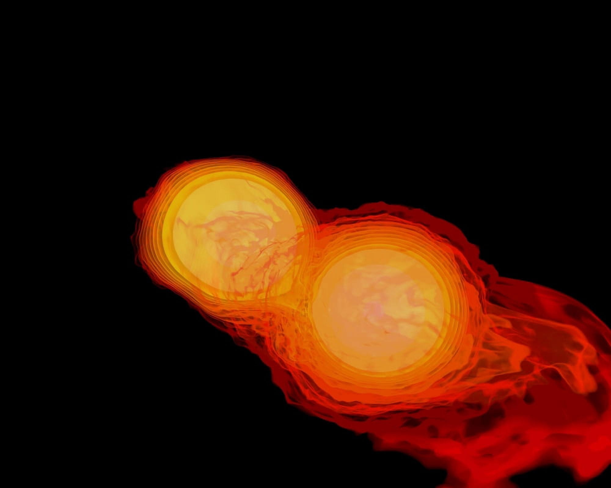 A pair of neutron stars colliding merging and forming a black hole Canvas Art - Stocktrek Images (32 x 26)