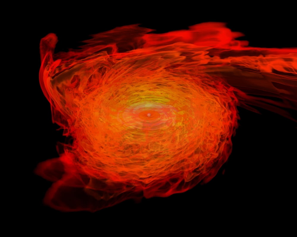 A pair of neutron stars colliding merging and forming a black hole Canvas Art - Stocktrek Images (32 x 26)