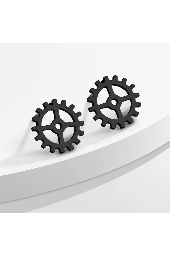 A pair of steampunk gear manly stud earrings