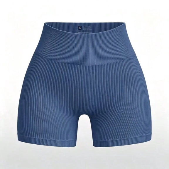 Women Ribbed High Waist Yoga Shorts, Stretch Tight Athletic Workout Shorts, Wearable Outside
