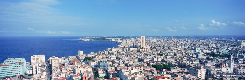 A panoramic view of Havana Cuba with ocean Canvas Art - Panoramic Images (27 x 9)