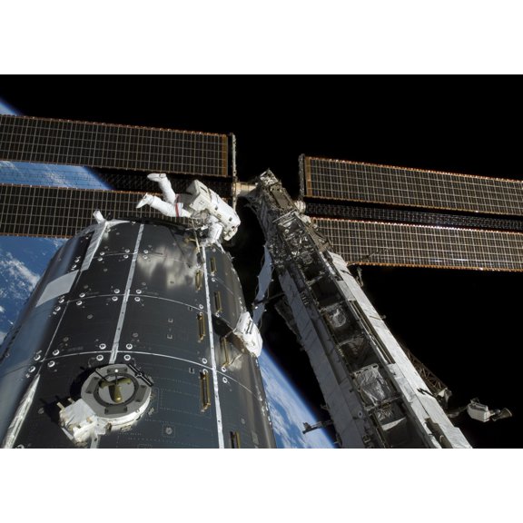 A panoramic view of the International Space Station Canvas Art - Stocktrek Images (33 x 24)