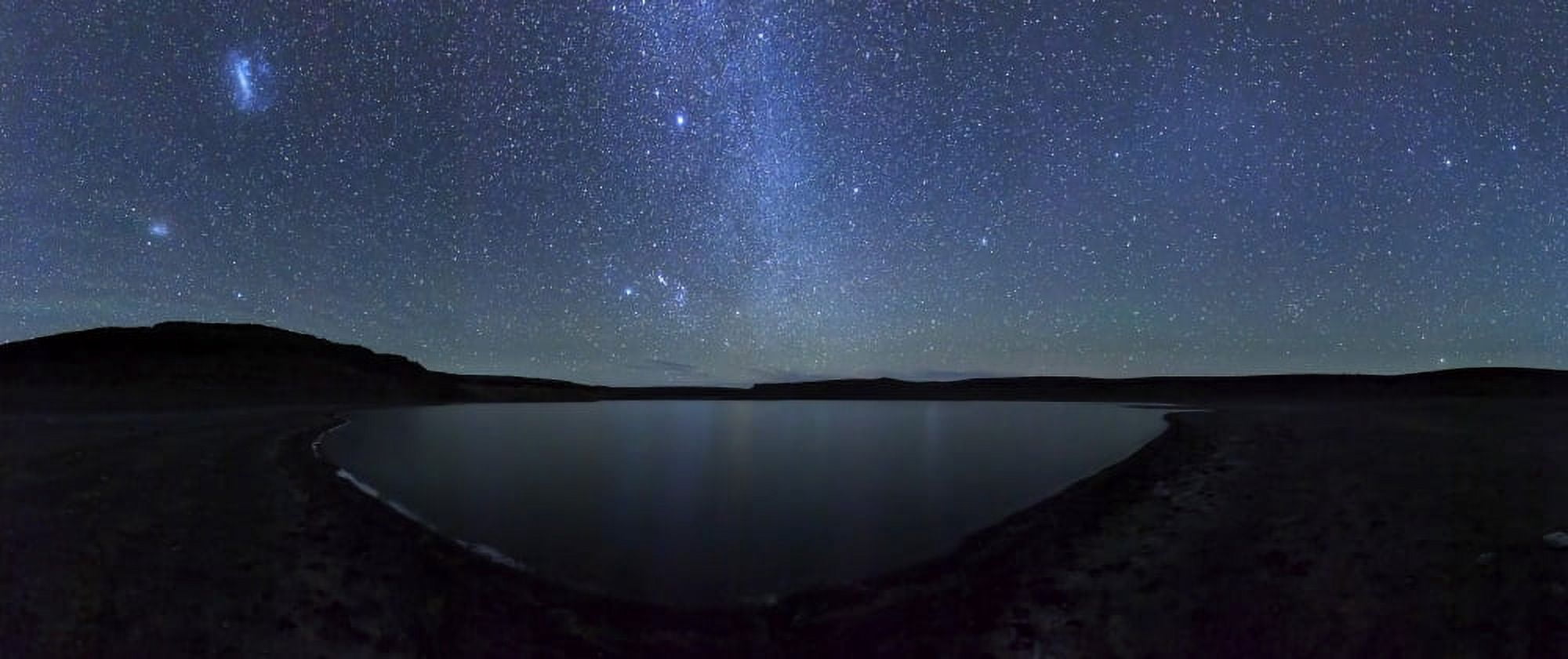 A panoramic view of the Milky Way and La Azul lagoon in Somuncura Argentina Canvas Art - Luis ArgerichStocktrek Images (22 x 10)