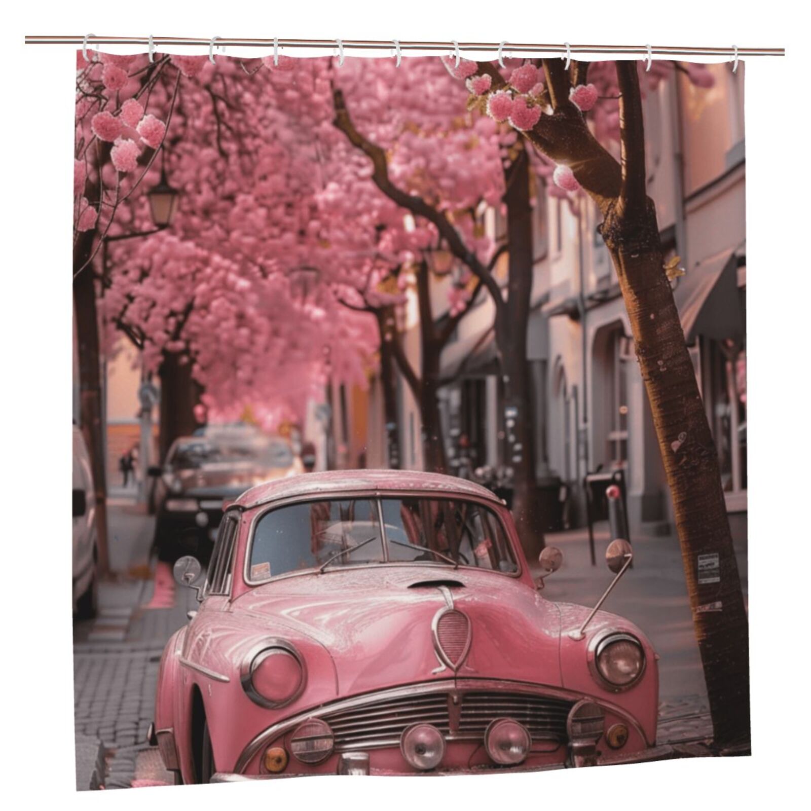 A pink car Shower Curtain for Bathroom Decorative Bath Curtain