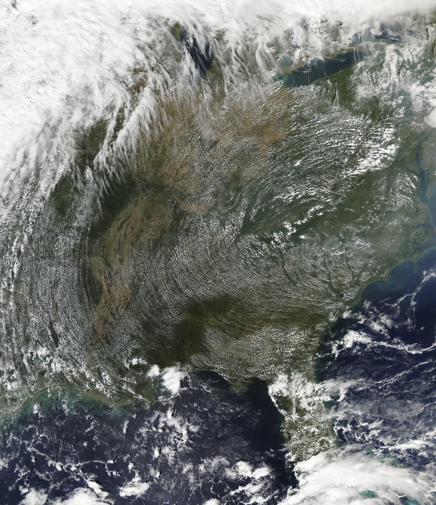 A pinwheel-like pattern of high pressure clouds stretches across the eastern United States Canvas Art - Stocktrek Images (26 x 30)
