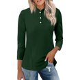 thumbnail image 1 of A plain V-neck,three-quarter sleeve, buttoned T-shirt for daily commuting for ladies. Ideal gift for girlfriend on birthdays, Halloween or Christmas, 1 of 6