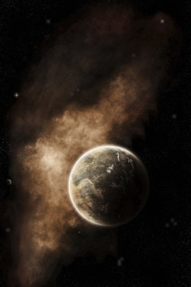 A planet full of massive mountain chains and vast deserts Canvas Art - Tomasz DabrowskiStocktrek Images (12 x 17)