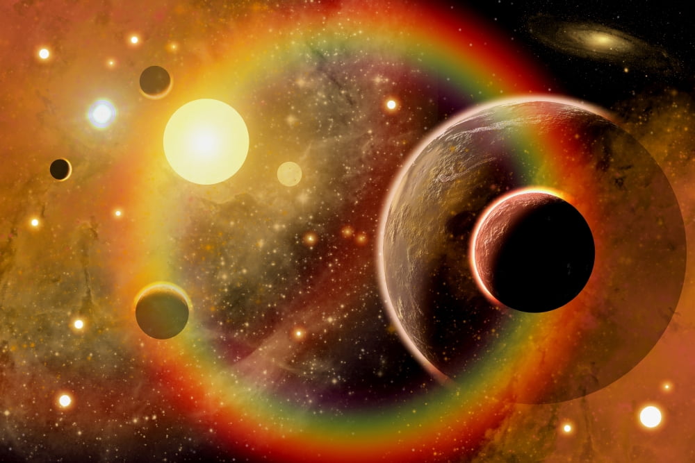A planetary system in the outer limits of a distant nebula Canvas Art - Mark StevensonStocktrek Images (18 x 12)