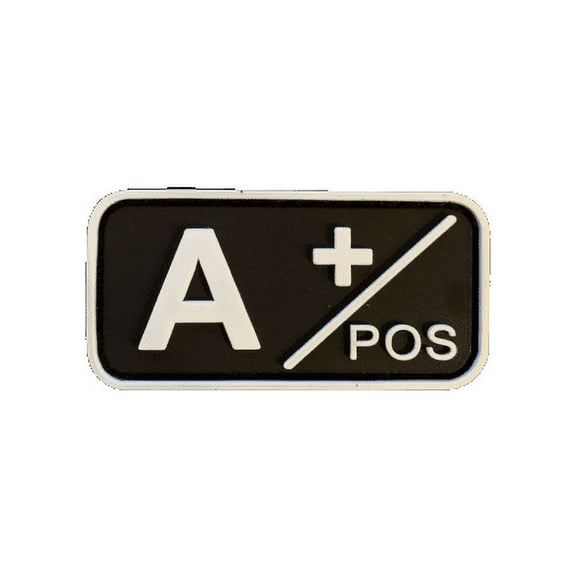 A+ positive Blood type hook and loop Patch black and white PVC
