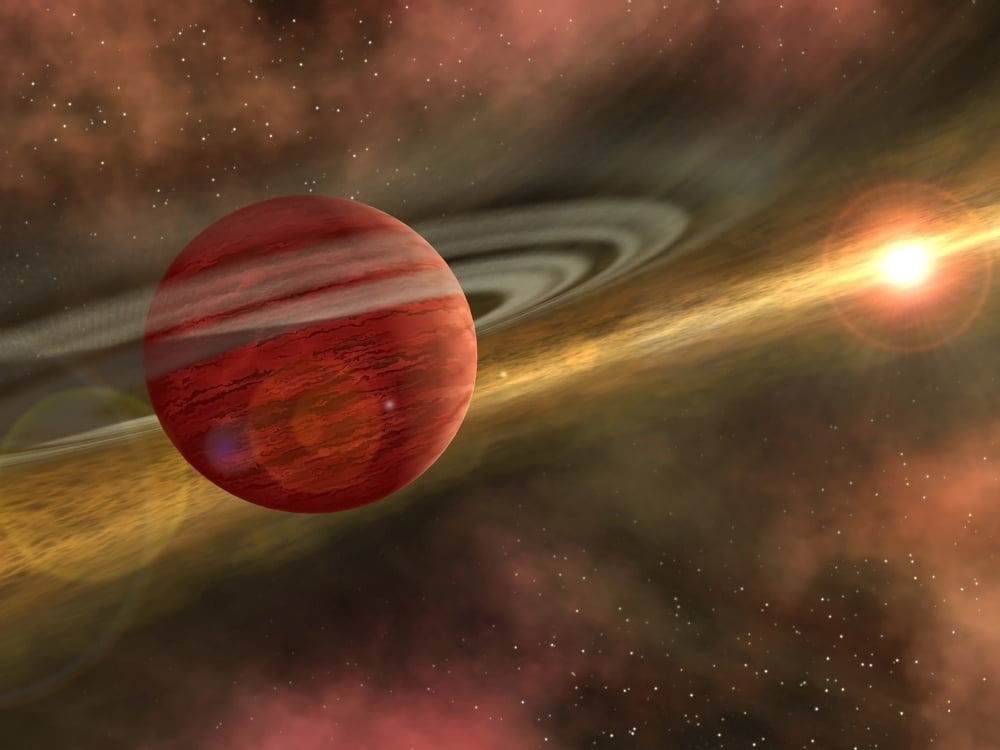 A possible newfound planet spins through a clearing in a nearby stars dusty planet-forming disc Canvas Art - Stocktrek Images (32 x 24)