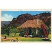 A poster showing one of the famous originators of surfing as a sport in his Hawaiian hut. Poster Print by unknown (18 x 24)
