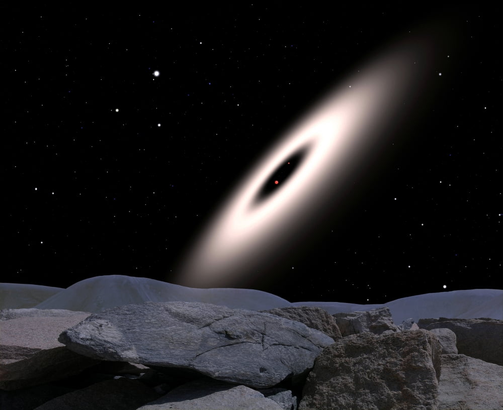 A protoplanetary disk around a pair of red dwarf stars Canvas Art - Stocktrek Images (31 x 25)