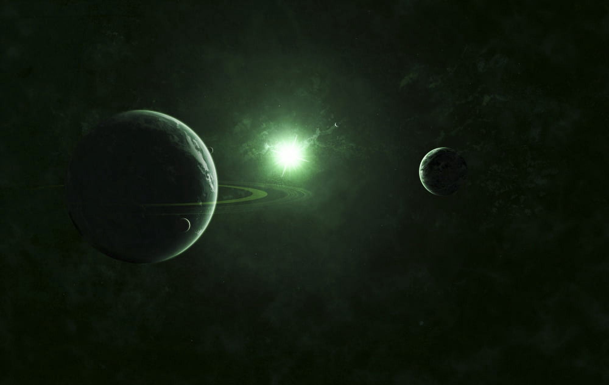 A quiet and unusual system that emits an impossible green light Canvas Art - Kevin LafinStocktrek Images (18 x 12)