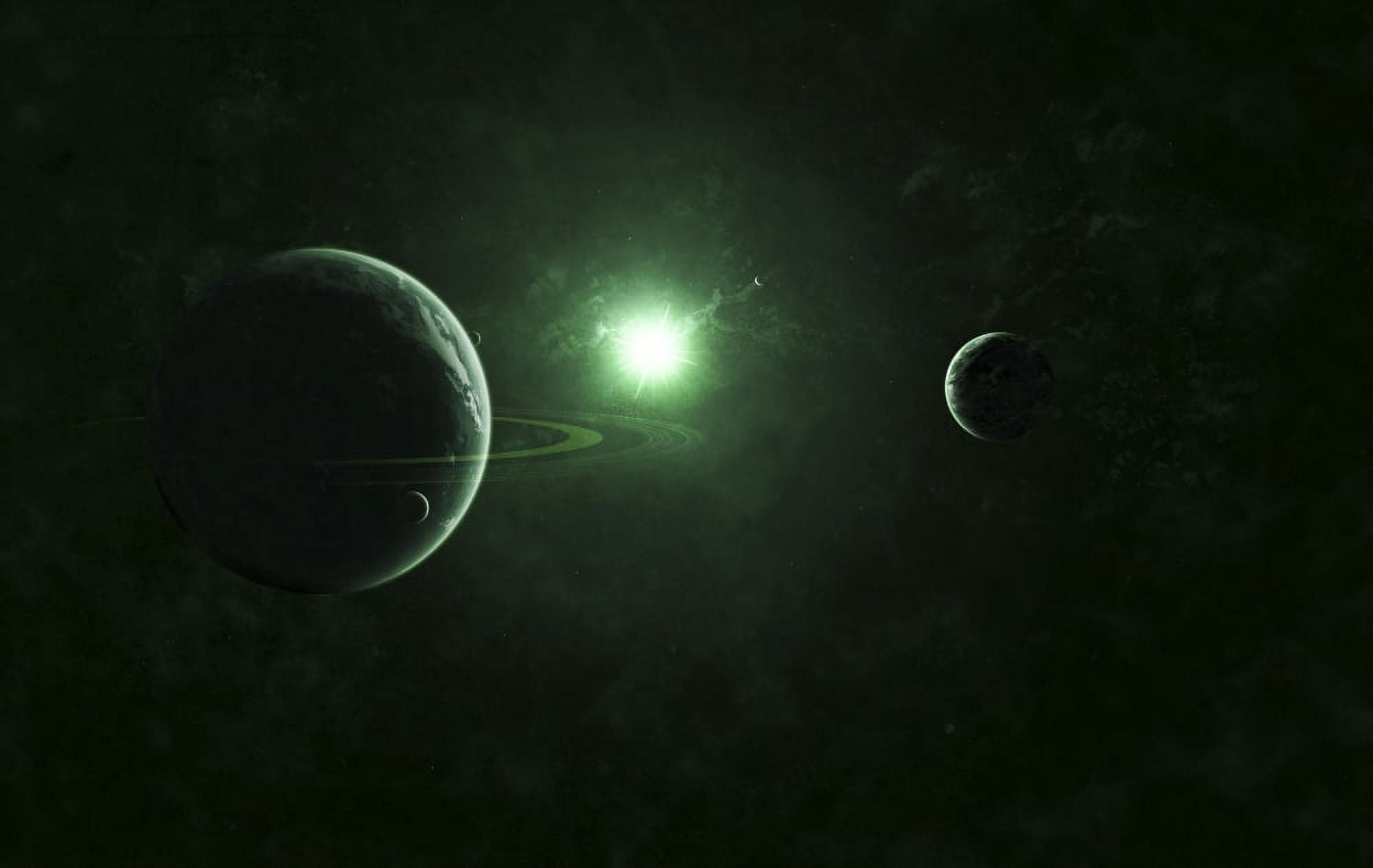 A quiet and unusual system that emits an impossible green light Canvas Art - Kevin LafinStocktrek Images (35 x 23)