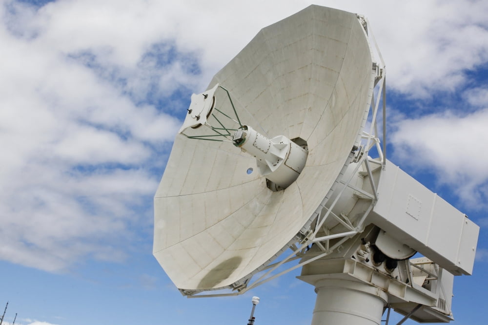 A radar dish aboard Mobile At-Sea Sensor barge Canvas Art - Stocktrek Images (35 x 23)