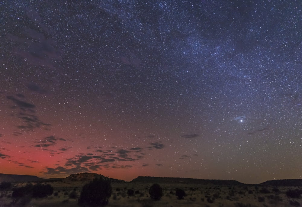 A rare aurora display over Black Mesa Okalahoma USA Canvas Art - John DavisStocktrek Images (35 x 24)