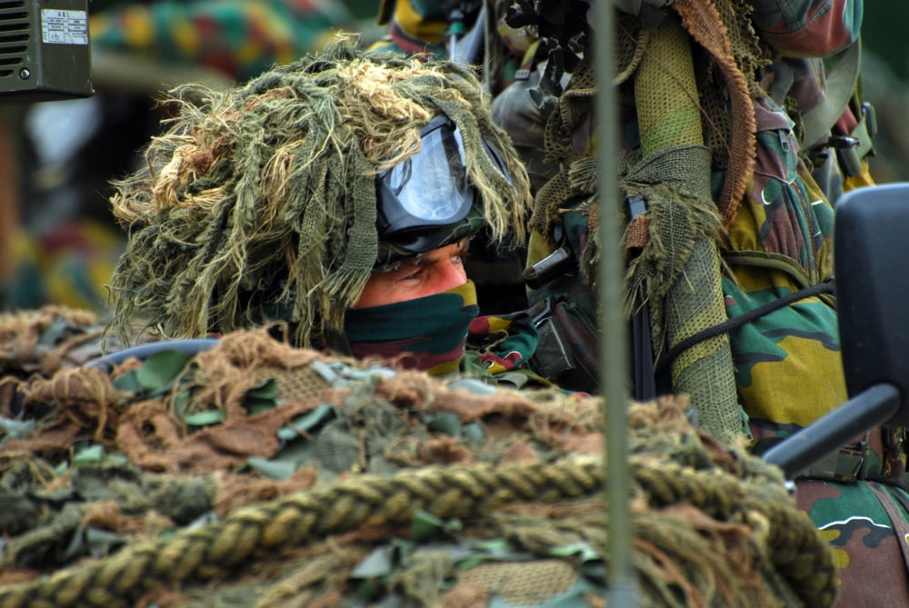 A recce or scout team of the Belgian Army during a training session Canvas Art - Luc De JaegerStocktrek Images (34 x 23)