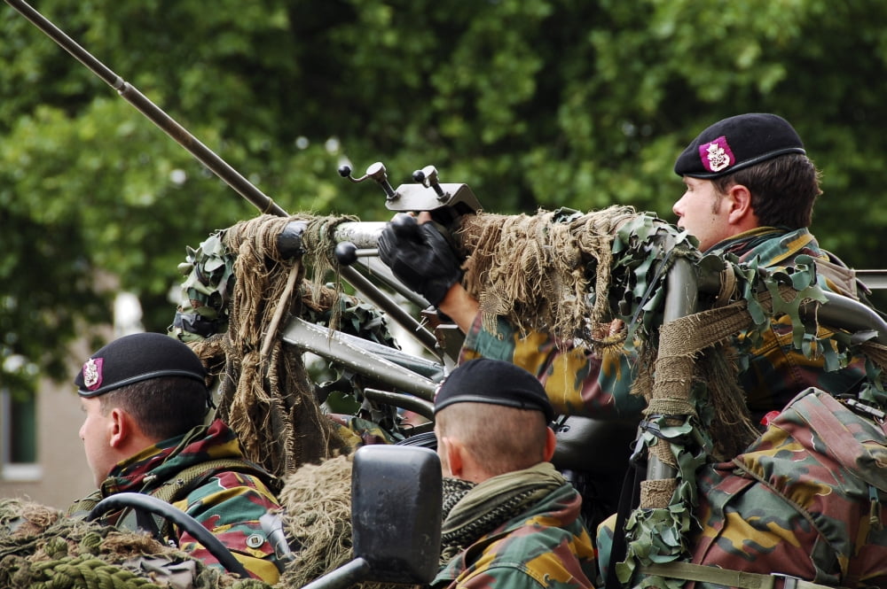 A recce or scout team of the Belgian Army in action Canvas Art - Luc De JaegerStocktrek Images (34 x 23)
