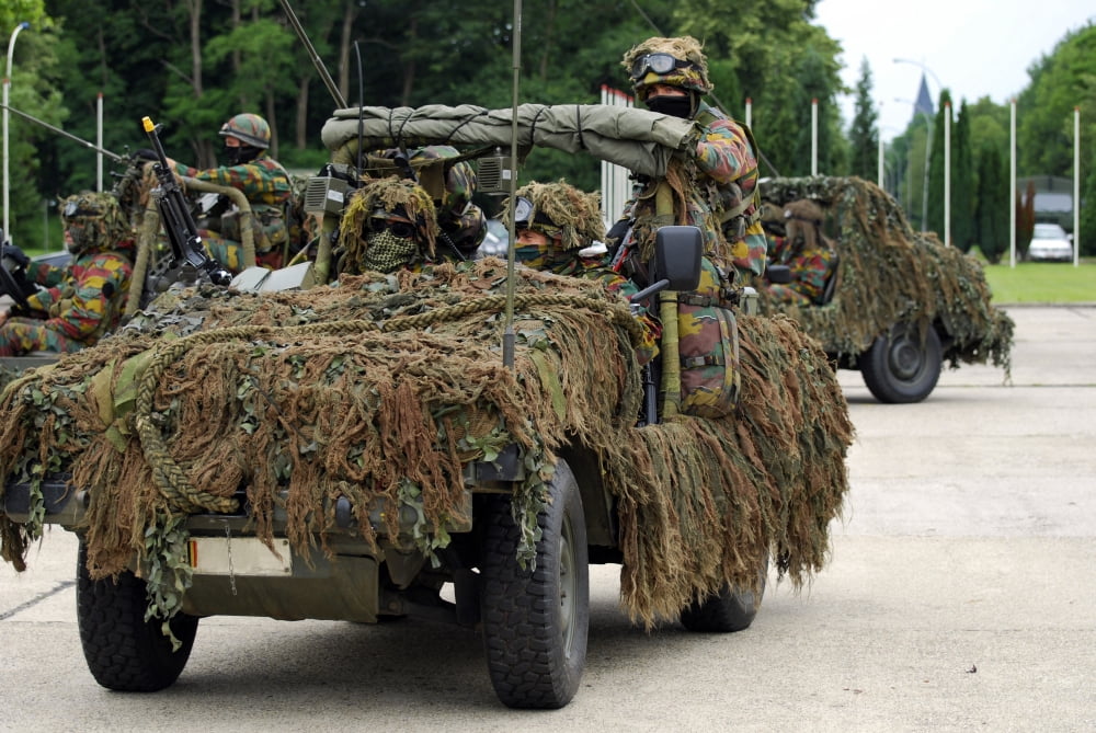 A recce or scout team of the Belgian Army in their VW Iltis jeeps in action Canvas Art - Luc De JaegerStocktrek Images (17 x 12)