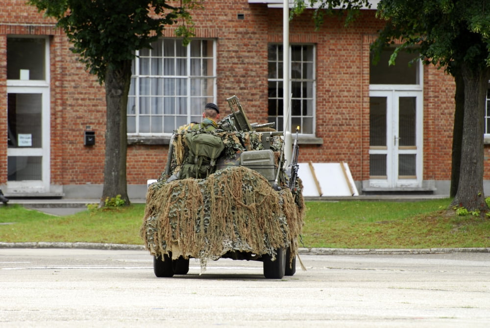 A recce or scout team of the Belgian Army in their VW Iltis jeeps in action Canvas Art - Luc De JaegerStocktrek Images (34 x 23)