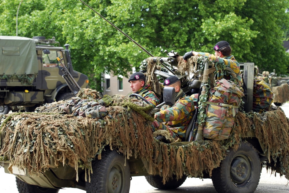 A recce or scout team of the Belgian Army in their VW Iltis jeeps in action Canvas Art - Luc De JaegerStocktrek Images (34 x 23)