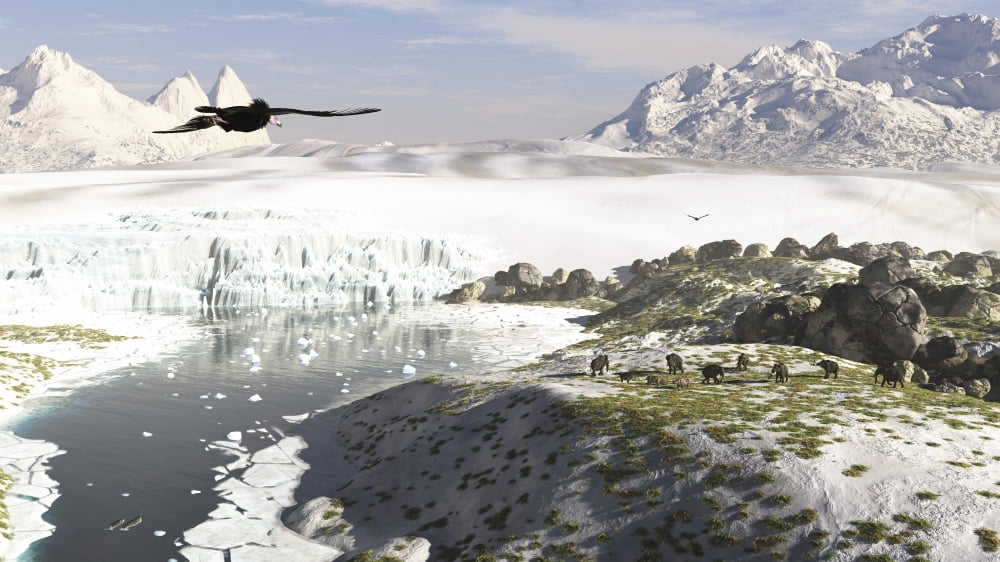 A receding glacial scene circa 18000 years ago Canvas Art - Arthur DoretyStocktrek Images (37 x 21)