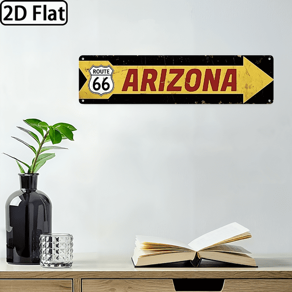 A rectangular "ROUTE 66 ARIZONA" aluminum sign. For home Decorative Signs & Plaques. USA 250th Anniversary. Size 16 * 4 inches.
