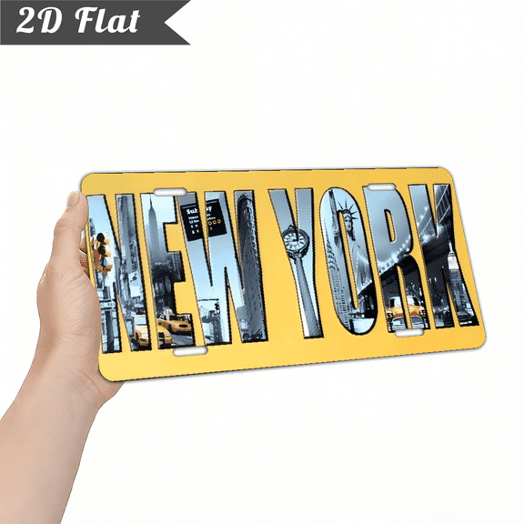 A rectangular aluminum "NEW YORK" decorative license plate. The size is 12 * 6 inches.