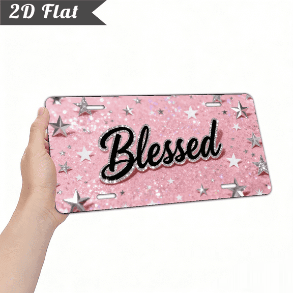 A rectangular aluminum decorative sign plate with "Blessed" for home decorative signs & plaques, size 12 * 6 inches.