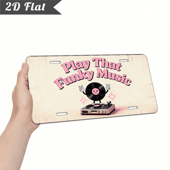 A rectangular aluminum decorative sign plate with "Play That Funky Music" for home decorative signs & plaques, size 12 * 6 inches.