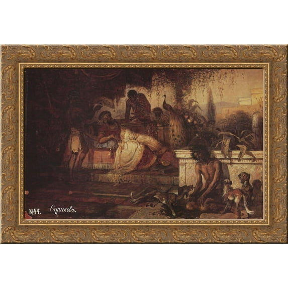 A rich man and Lazarus 24x18 Gold Ornate Wood Framed Canvas Art by Vasily Surikov