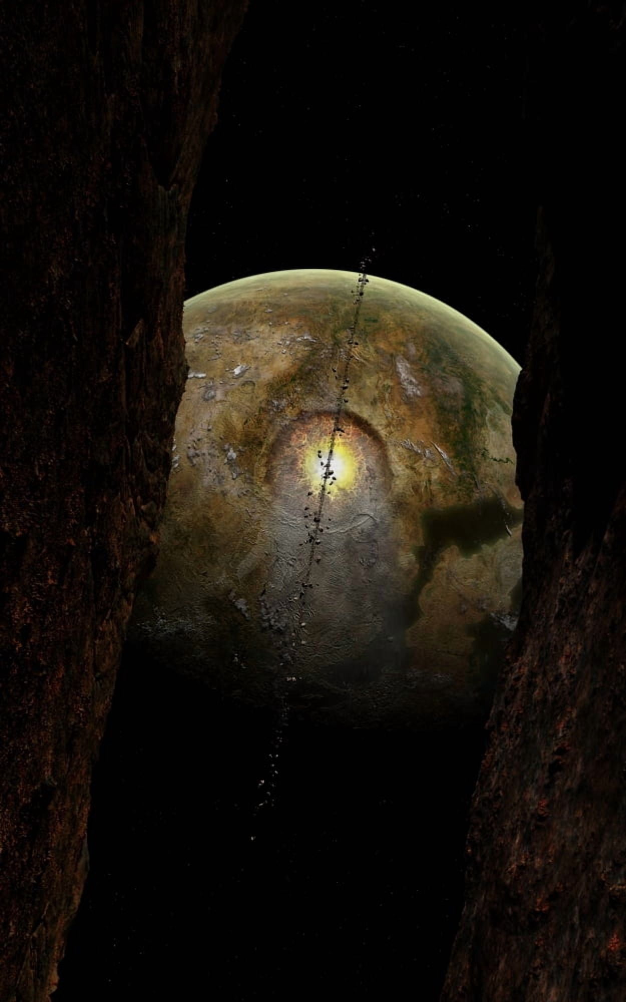 A ring of debris around an extraterrestrial planet that has been hit by an asteroid Canvas Art - Frieso HoevelkampStocktrek Images (12 x 18)