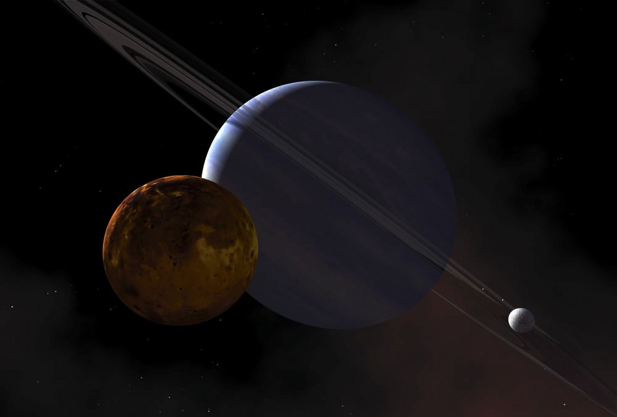 A ringed gas giant exoplanet with moons Canvas Art - Adrian MannStocktrek Images (34 x 23)