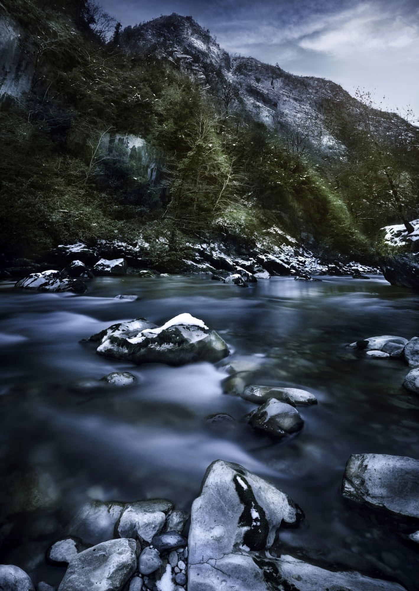 A river in a forest Ritsa Nature Reserve Abkhazia Georgia Canvas Art - Evgeny KuklevStocktrek Images (12 x 17)