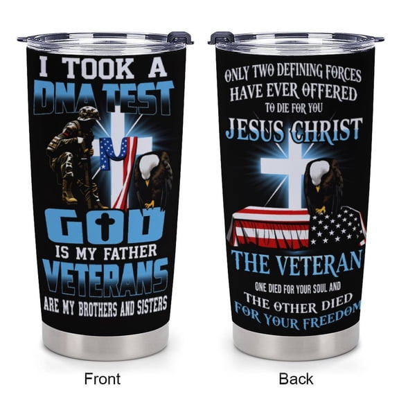 A-rmy Veteran Tumbler 20 Oz For Men, God Veteran Air -Force Cup, Jesus- Navy Veteran Mug, Fathers Day Veteran Gifts