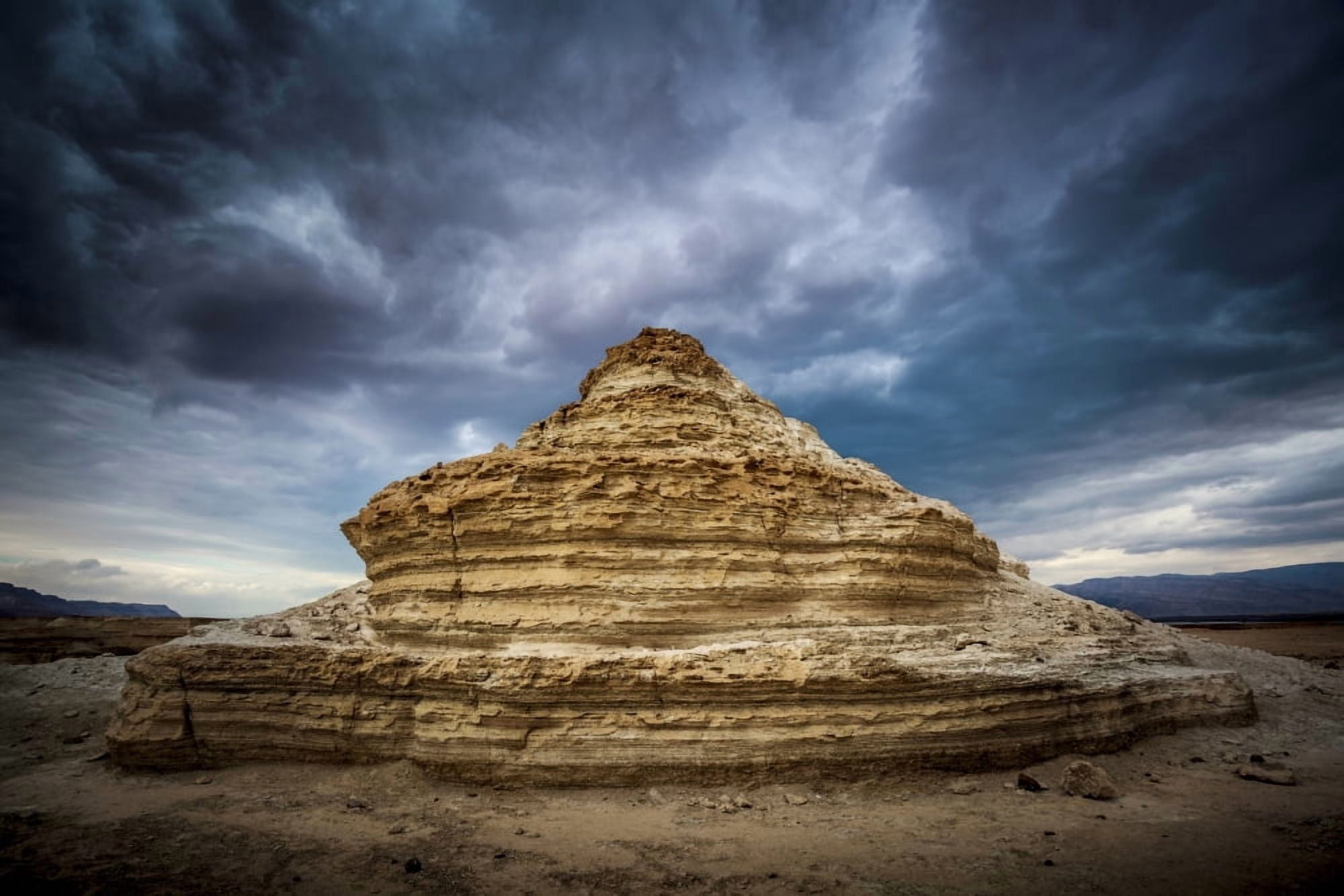 A rock formation in the wilderness located in the Jordan Valley near the Dead Sea Israel Canvas Art - Reynold Mainse Design Pics (38 x 24)